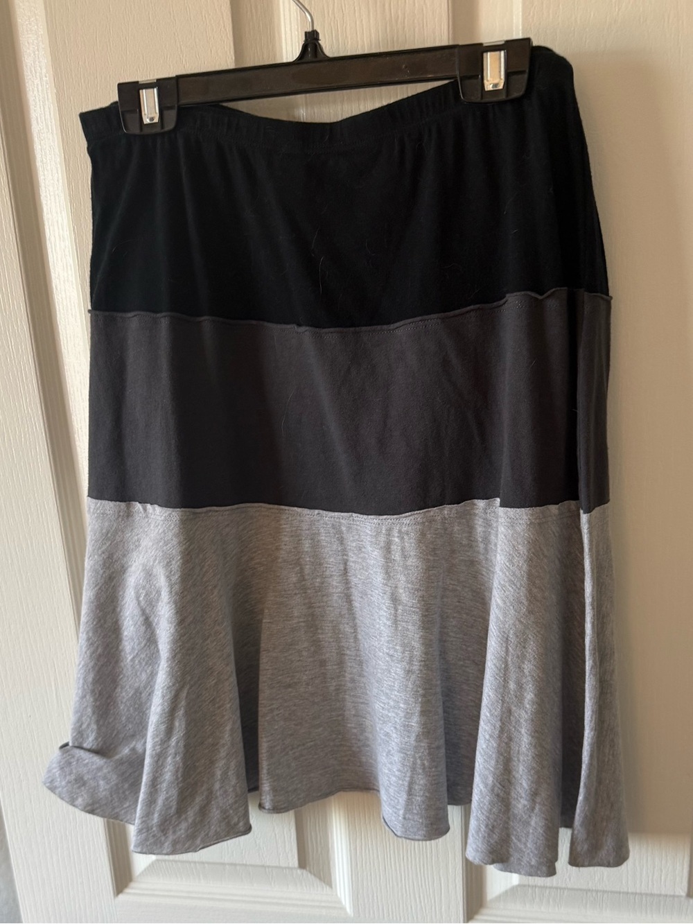 Necessitees Color Block Tiered Skirt Black Gray Size L Made in USA - Picture 3 of 10